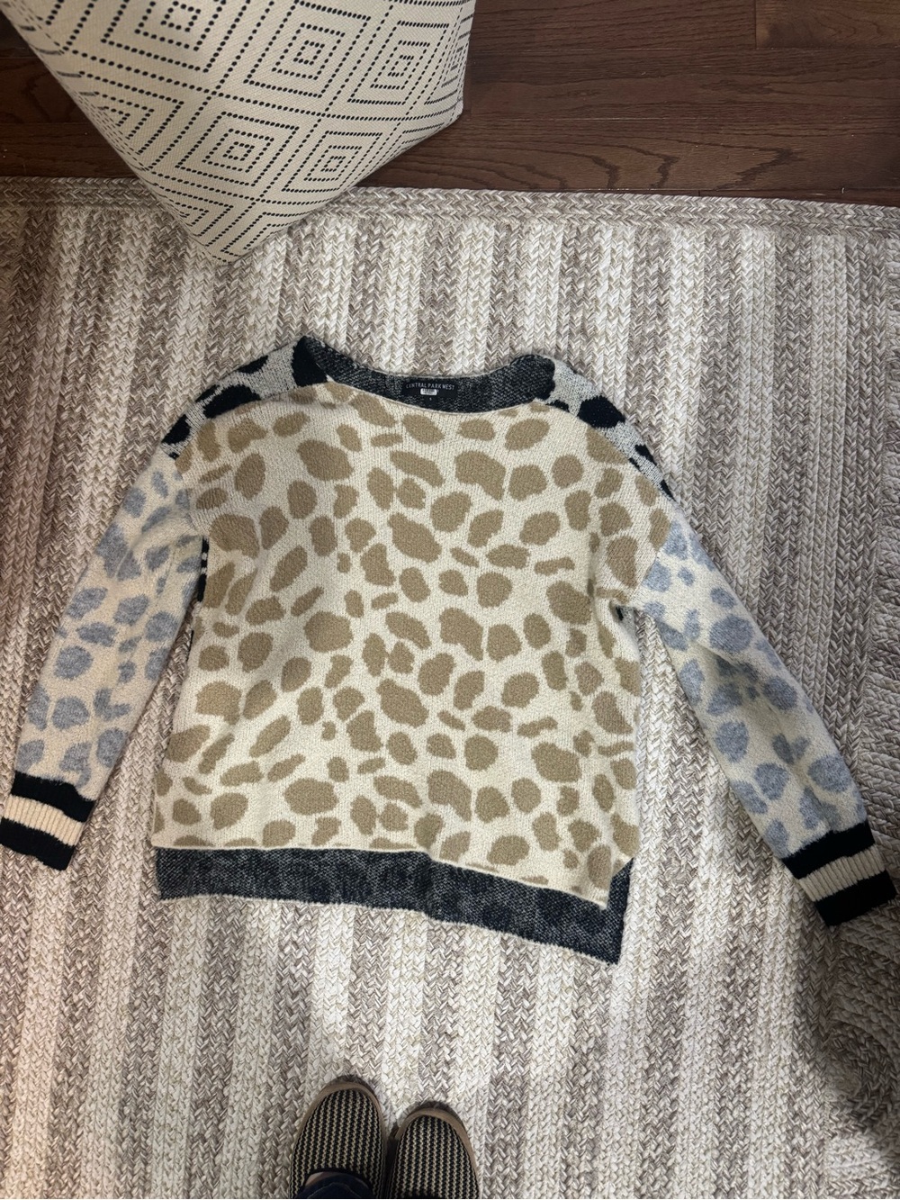 Central Park West Leopard-Patterned Sweater in Beige, Black & Taupe